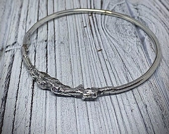 Molten Recycled Sterling Silver Bangle