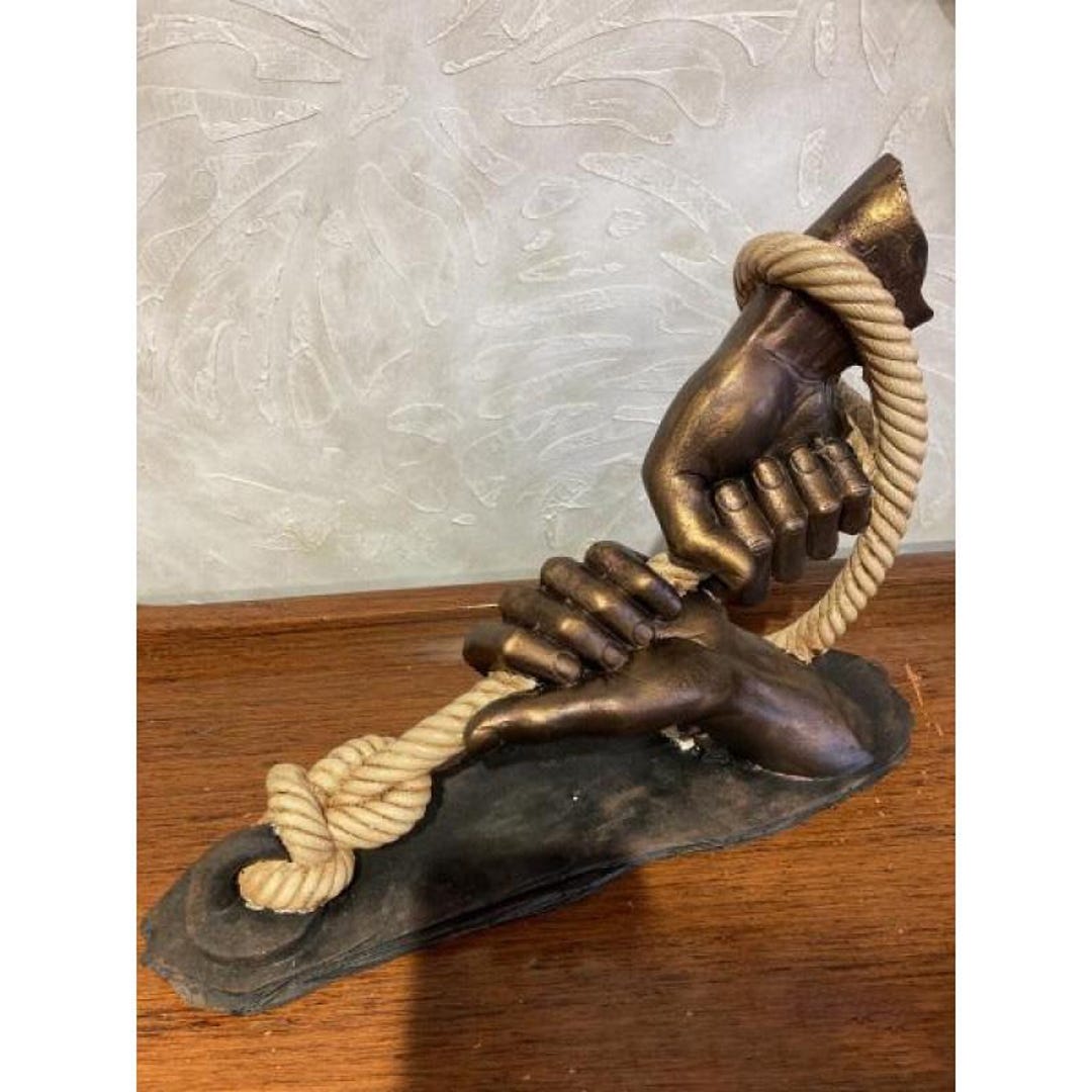 Grapple Rope Statue Hand Holding Rope Sculpture, Bronze Effect, Symbolic Art Decor - Etsy