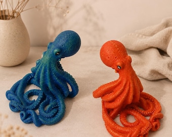 Handgemalter Octopus-Telefonständer, Harz-Schreibtischdekor, niedlicher Meeresgeschöpfhalter, Ozeanthema-Geschenk, handgemachter Handyständer