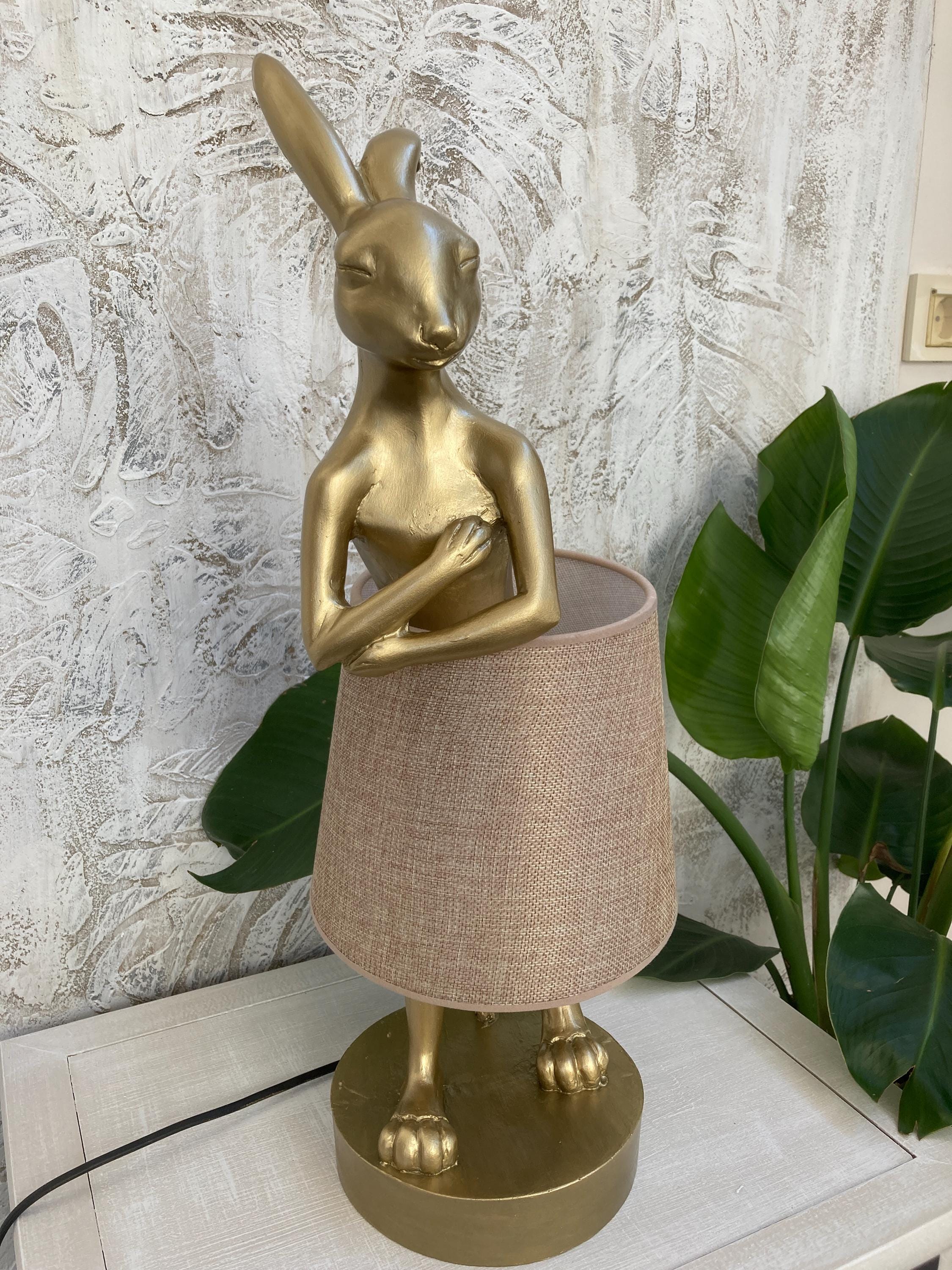 Handmade Gold Rabbit Table Lamp, Animal Sculpture Lighting, Unique Home ...