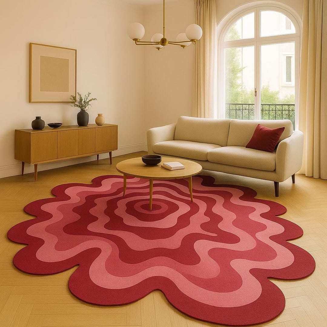 Hand Tufted Wool Rug | Modern Abstract Wavy Scalloped Carpet - Etsy