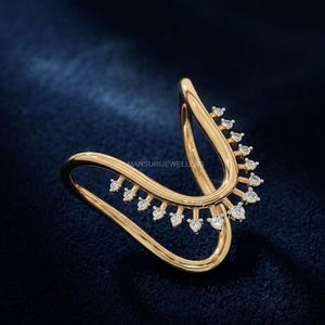 GRA Certified VVS1 Moissanite Diamond Ring, Round Cut Curved Glinter Vanki Ring, Glamorous 925 Sterling Silver Boomerang Ring, Wedding Ring