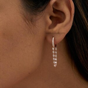 Beautiful Huggie Earrings, 925 Sterling Silver Earrings, Chain Earrings, Diamond Lopp Chain Huggie Earrings, 18k Gold Plated Earrings