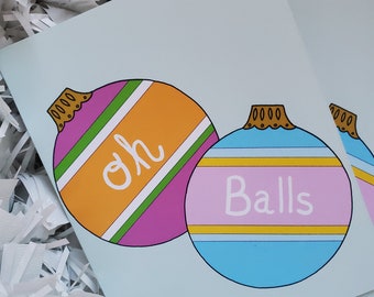 4 "Balls" Christmas Cards