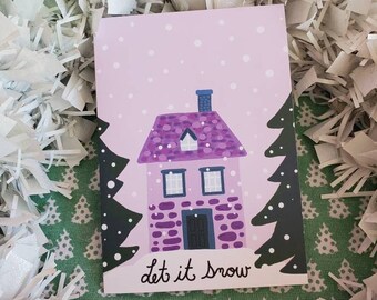 5 pack Let it Snow Holiday Cards