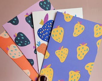 4 Pack Blank Strawberry Cards
