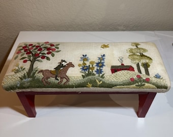 Vintage needlepoint footstool