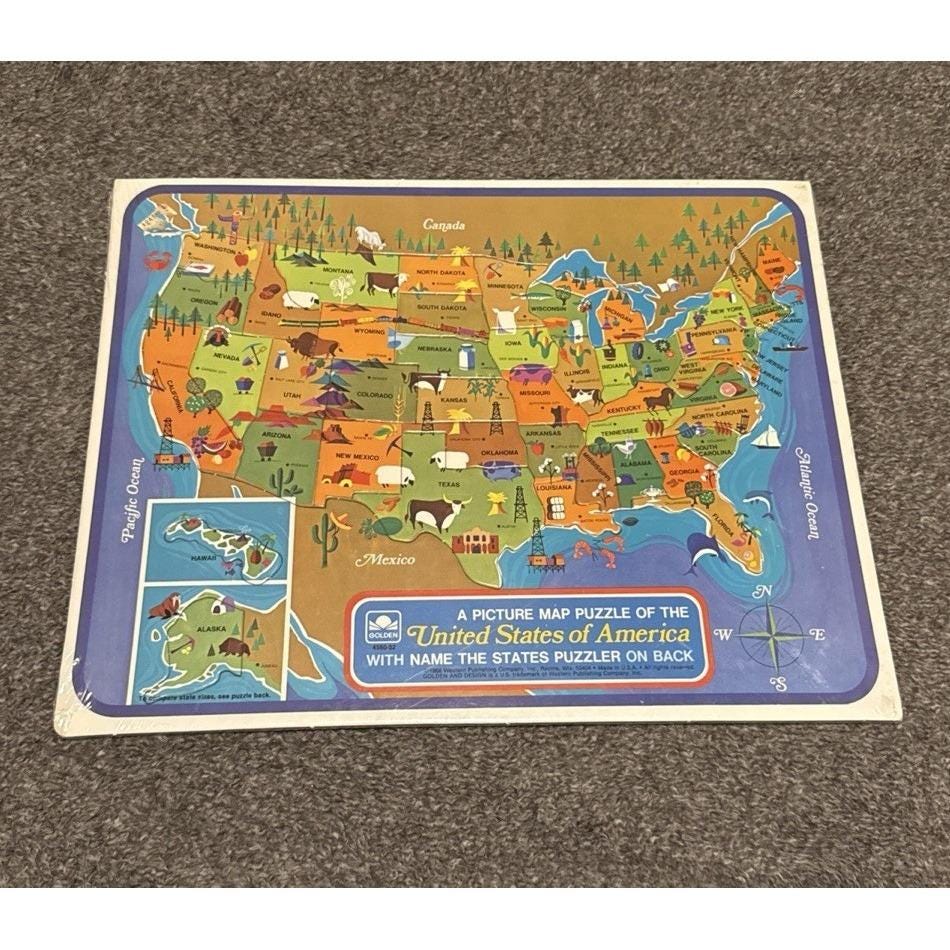 Vintage Usa Map Puzzle - Etsy