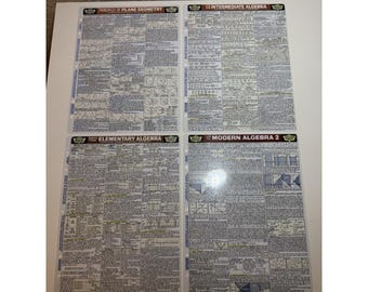 Vintage 1966 Data Guide QuickChart Math Algebra Geometry Laminated 4pc