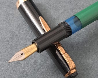 Reform 1745 Green & Black  Fountain Pen GP Steel F Nib Pen Germany Vintage NOS