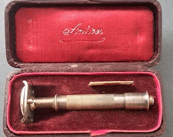 ANTICOR Safety Razor DRGM Germany Shaver in Leather box 1930-40 Vintage Antique