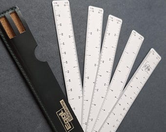 Faber-Castell 20/83  Scale Ruler - MINT Condition, Unused - Black Leather Case Vintage