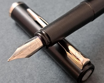 Pluma estilográfica Waterman Allure Acabado negro Acero Plumín F CT Francia Vintage