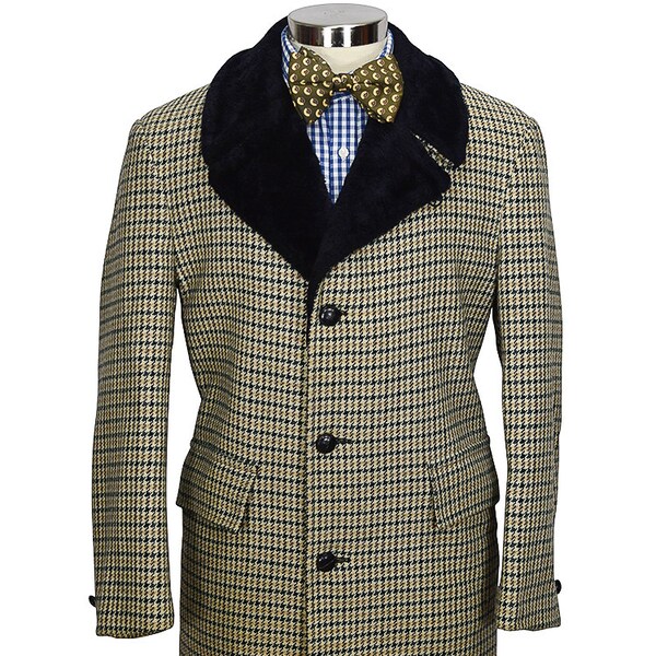Preppy 46S Houndstooth Mackinaw Thick Quality Tweed Men's Coat