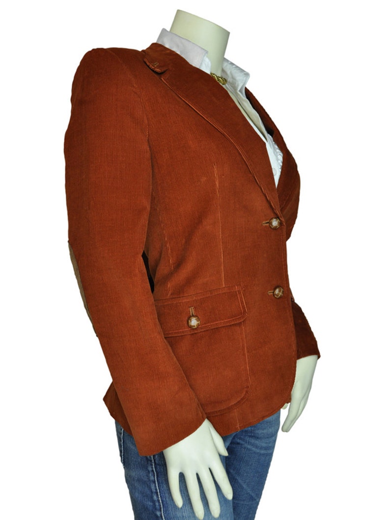 Elbow Patch Womens Brown Corduroy Blazer Etsy
