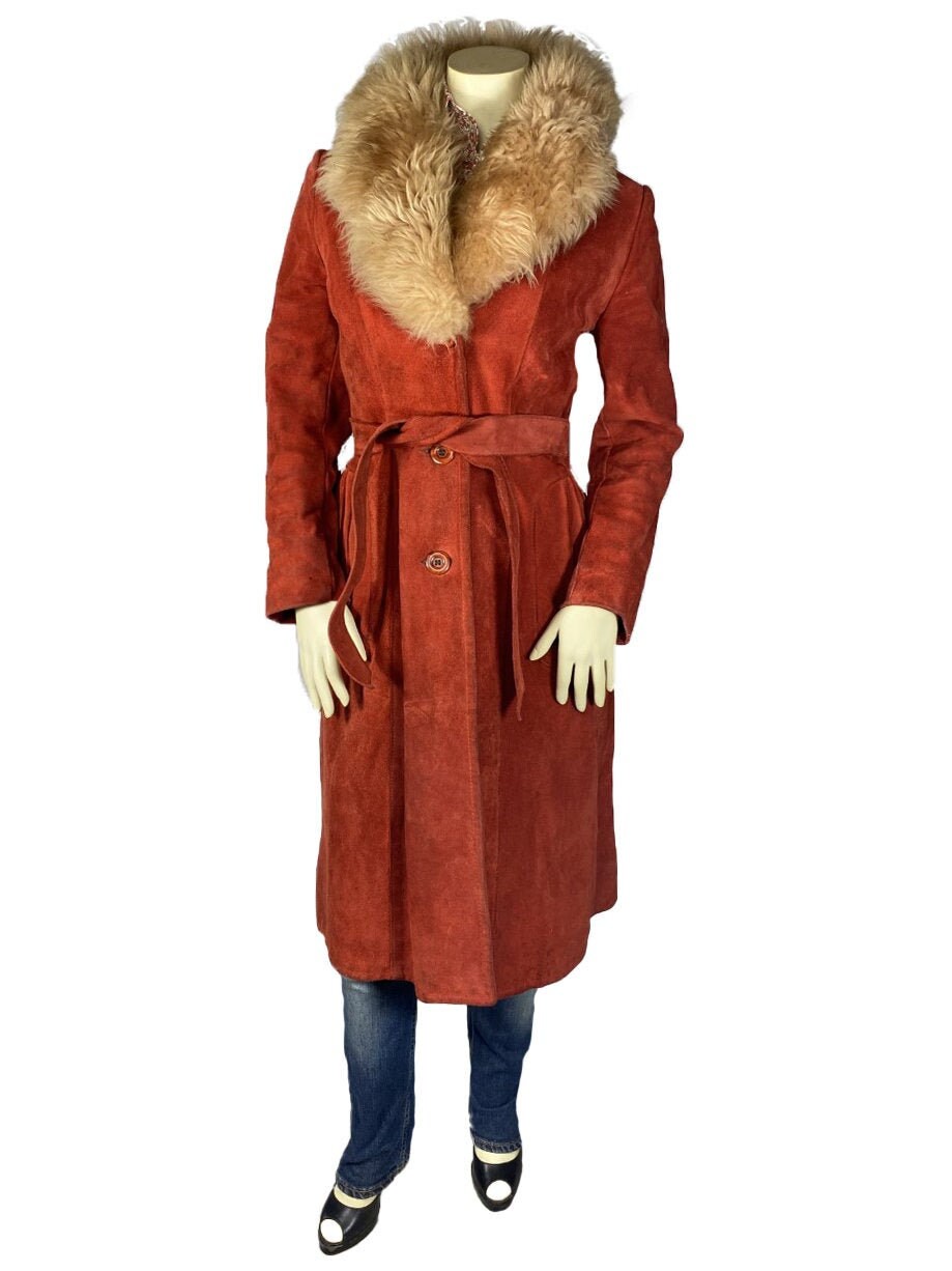 Suede Coat Fur Trim - Etsy