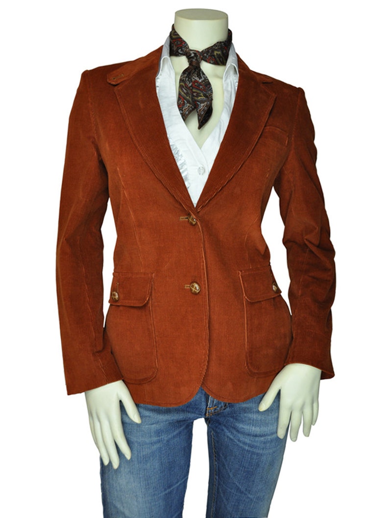 Elbow Patch Womens Brown Corduroy Blazer Etsy