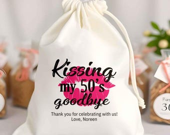 Custom Kissing my 30th 40th 50th 60th 70th Abschiedsgeburtstagstasche - Goodie Bag - Familien-Weihnachtsgeschenk - Bachelor-Geburtstags-Party Taschen
