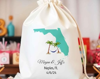 Florida State Outline Bags, Bachelorette Parties, Wedding Favor Bag, Customized State UV bags, Hangover kit bags, Santa Christmas bags
