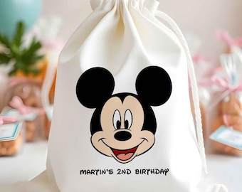 Mickey Mouse Face Favor Bag- Family Gift Bag-2nd Birthday Party Bags-Kids Christmas presents-Cute Bag For Trip-Drawstring Bag-Birthday Gift