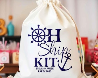 Oh Ship Kit - Bachelorette Party Favor Bags -Birthday Cruise Girls Party Favors -Custom Coastal Oh Ship Kit Hangovers -Family Christmas Gift