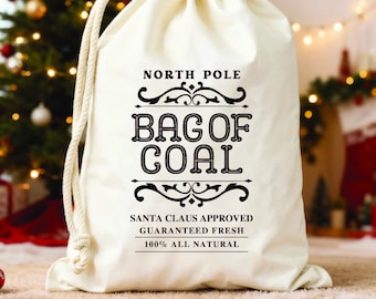 Noordpoolzak met kolenbedankjes – grappig kerstcadeauzakje voor stoute lijst, door de kerstman goedgekeurd en 100% natuurlijke kolenzak, kerstbedankzakje