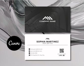 Luxury Black Real Estate Business Card Template: Modern Realtor Design (Canva)