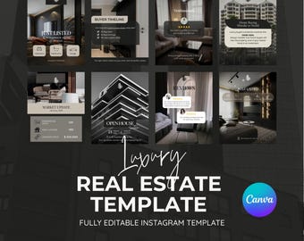 50 Luxury Real Estate Instagram Templates | Social Media Posts | Realtors Branding | Property Marketing