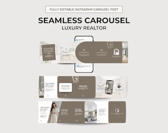 Seamless Instagram Carousel | Luxury Real Estate Agent Template | Realtor Social Media Marketing | Canva Templates