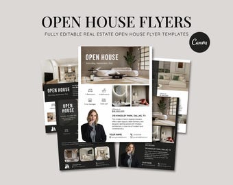 Folleto para jornada de puertas abiertas / Marketing inmobiliario / Folletos con código QR / Plantilla Canva