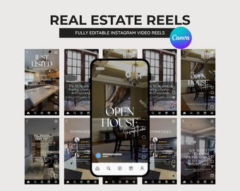 60 Real Estate Video Reels | Realtor Social Media Marketing | Property Video | Instagram Canva Templates