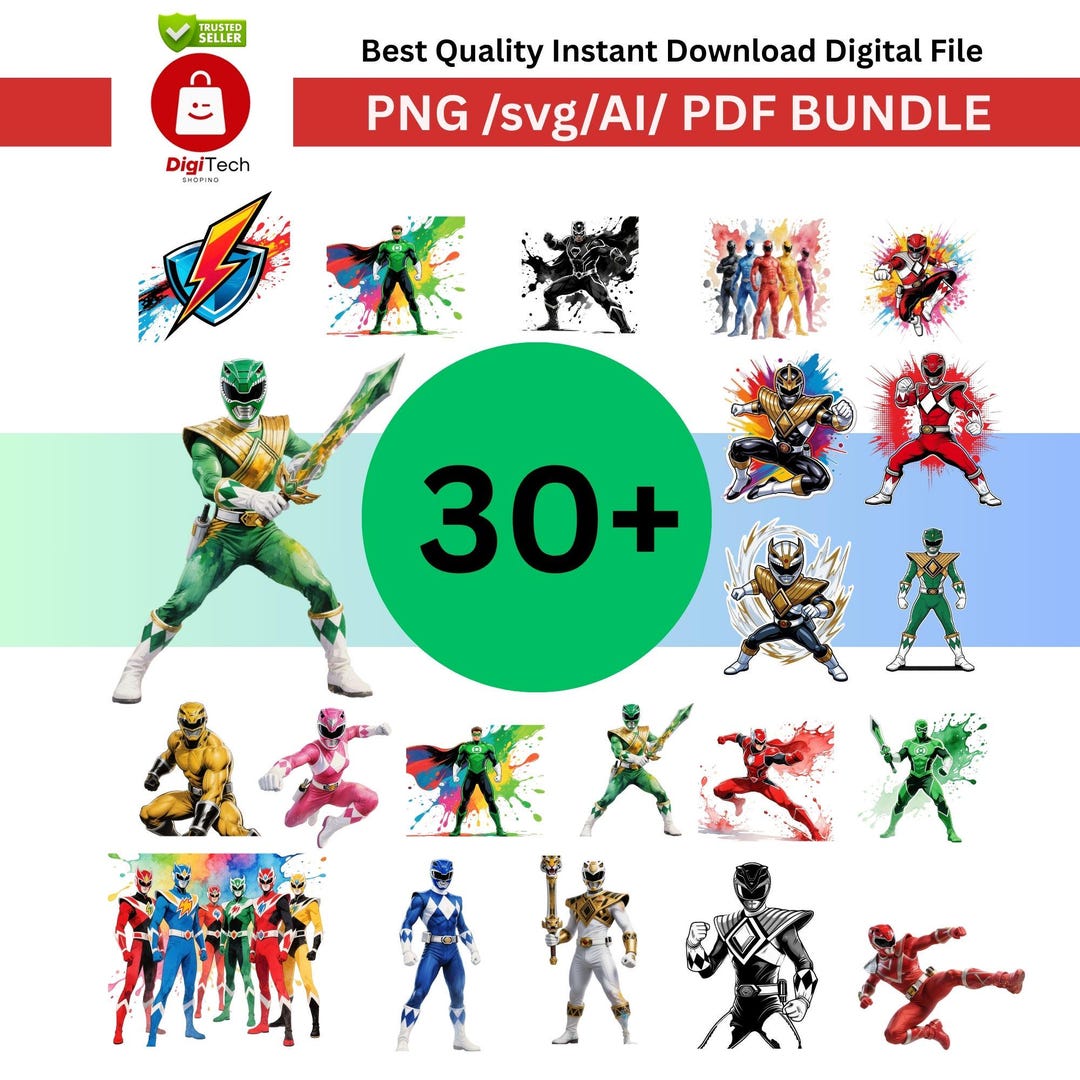 Power Rangers Stickers PNG SVG Bundle | Power Ranger Png | Power Ranger ...