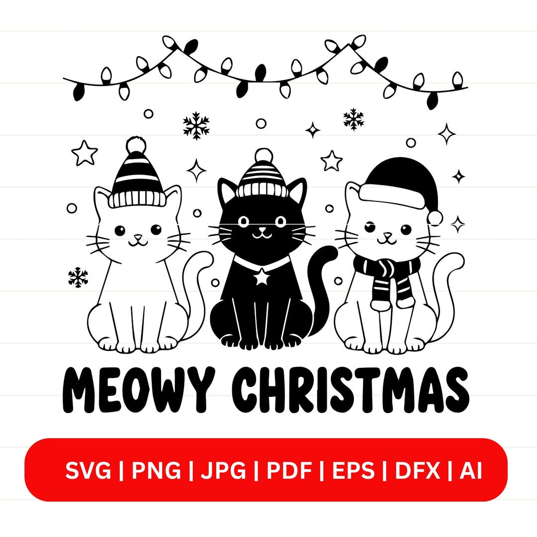 Meowy Christmas Cat SVG | Digital PNG Christma | Cat Christmas SVG ...