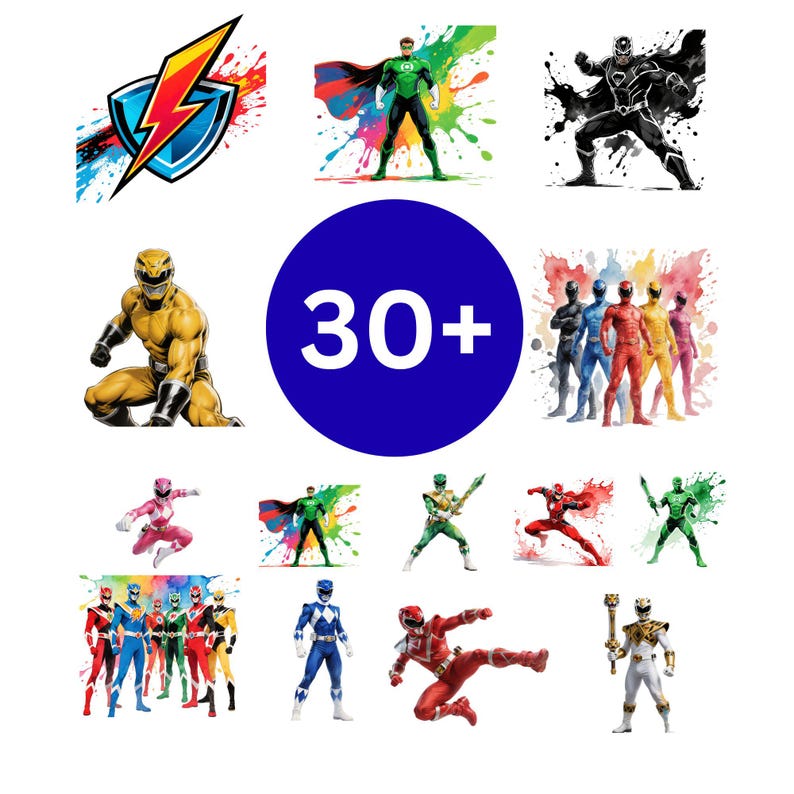 Power Rangers Stickers PNG SVG Bundle | Power Ranger Png | Power Ranger ...