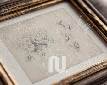 4x5 Ratio Close Up Detail Frame Mockup: Flat Lay Horizontal Frame, PSD Smart Object