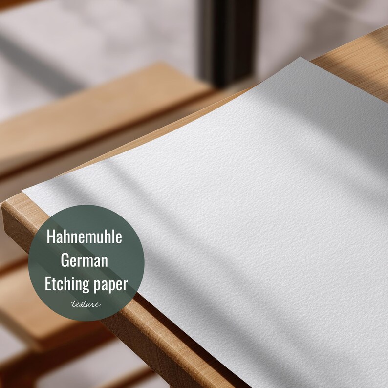 Flat Lay Poster Mockup 4x5 Ratio Hahnemuhle German Etching Paper on Wood Table, 8x10 Art Print Template