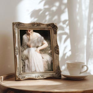 Vintage Ornate Bronze Frame Mockup 4x5 Ratio | Antique Picture Frame PSD Smart Object
