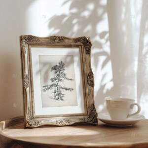 Vintage Ornate Bronze Frame Mockup 4x5 Ratio | Antique Picture Frame PSD Smart Object