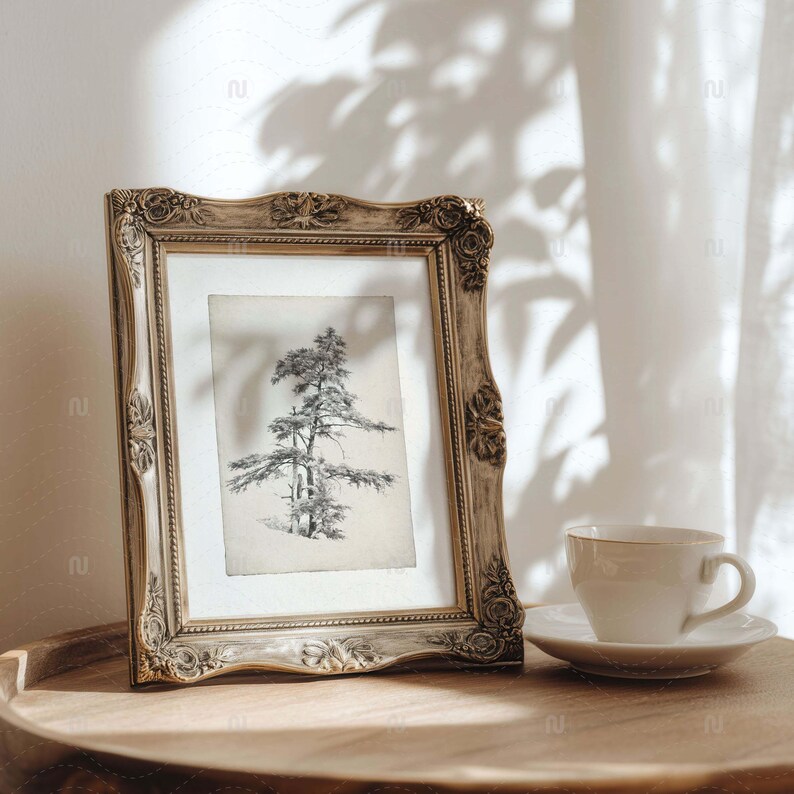 Vintage Ornate Bronze Frame Mockup 4x5 Ratio | Antique Picture Frame PSD Smart Object