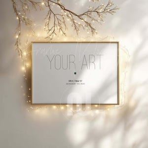 Din A Horizontal Christmas Frame Mockup: 5x7 Ratio Christmas Lights, PSD Smart Object (Digital Download)