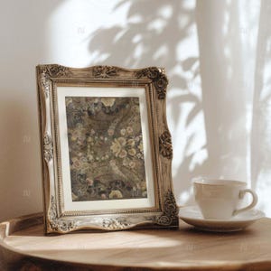 Vintage Ornate Bronze Frame Mockup 4x5 Ratio | Antique Picture Frame PSD Smart Object