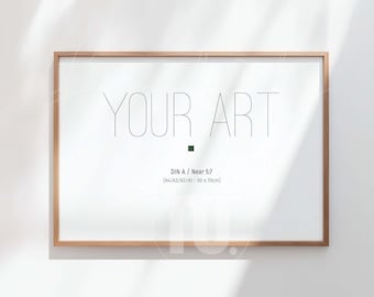 Mockup horizontaal houten frame Din: 7 x 5 minimale lijst (PSD voor slim object)