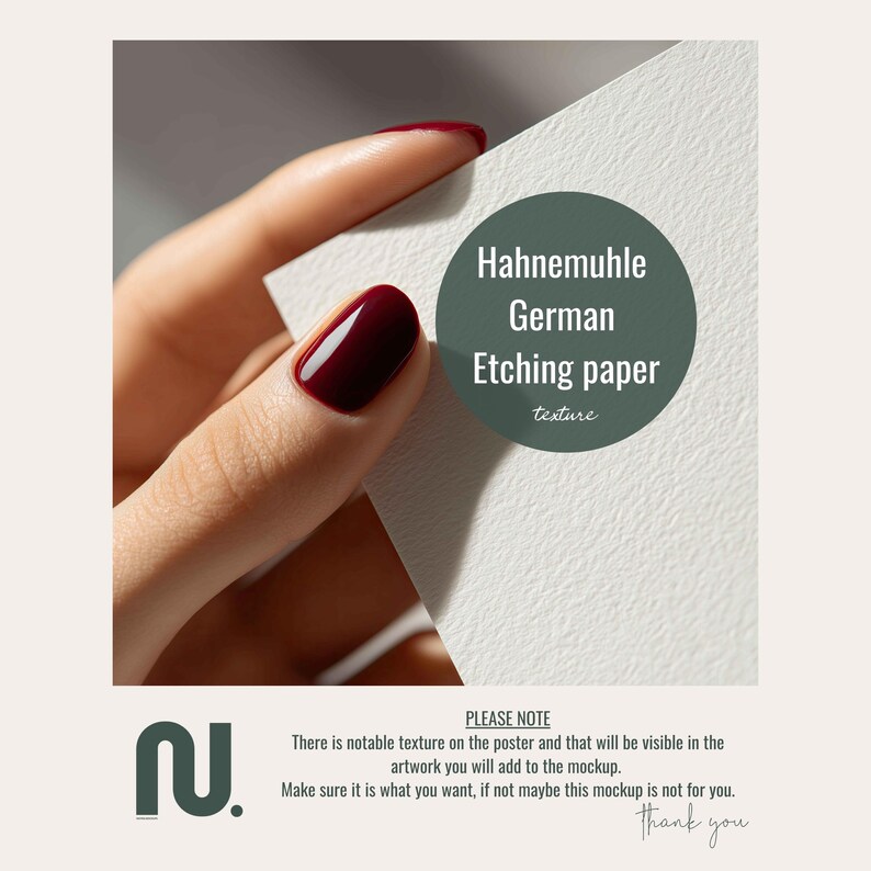 Close Up 4x5 Ratio, 8x10 Poster Mockup with Hahnemuhle German Etching Paper Texture Detail