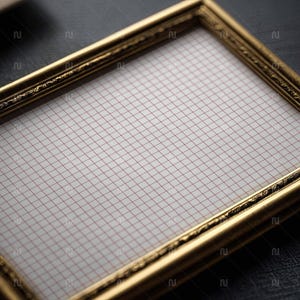 Horizontal Din A Frame Mockup PSD 5x7 Ratio Classic Gold Flat Lay Smart Object PSD