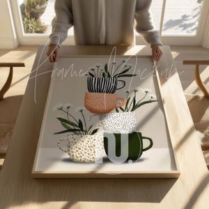 Mockup met grote houten lijst: portretverhouding 2 x 3, warm licht (PSD, slim object)