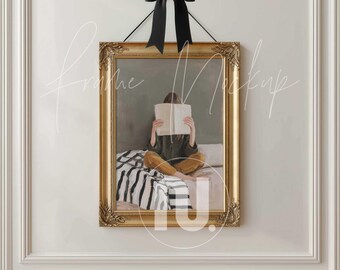 Coquette Bow Frame Mockup: Din A 5x7 Ratio Gold, Rose Gold and Silver (PSD, JPG)