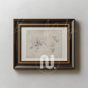Din A Horizontal Wooden Frame Mockup: 5x7 Ratio Dark Wood Simple Frame (Smart Object PSD)