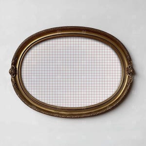 Horizontal DIN A Oval Gold Frame Mockup, Landscape 5x7 Ratio Ornate Wall Art, Smart Object