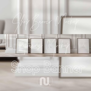 Etsy-butiksbannermodell, parisisk galleriinredning, elegant butiksheadermall (digital nedladdning)
