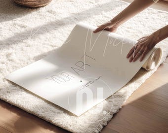 4x5 Ratio Horizontal Rolled Poster Mockup: Hands Holding a Poster (Smart Object PSD Digital Download)